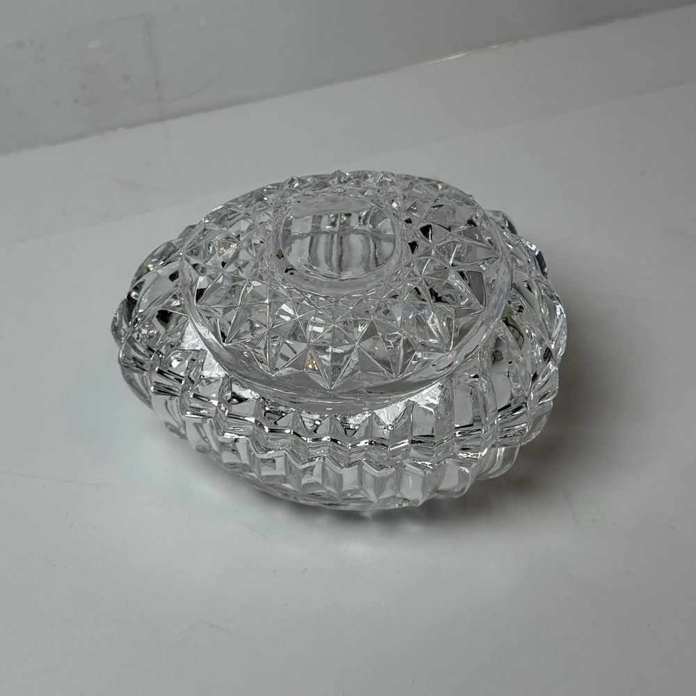 Egg Shaped Cut Crystal Trinket Box w/ Lid‎ Vintage Not original box - Picture 7 of 14